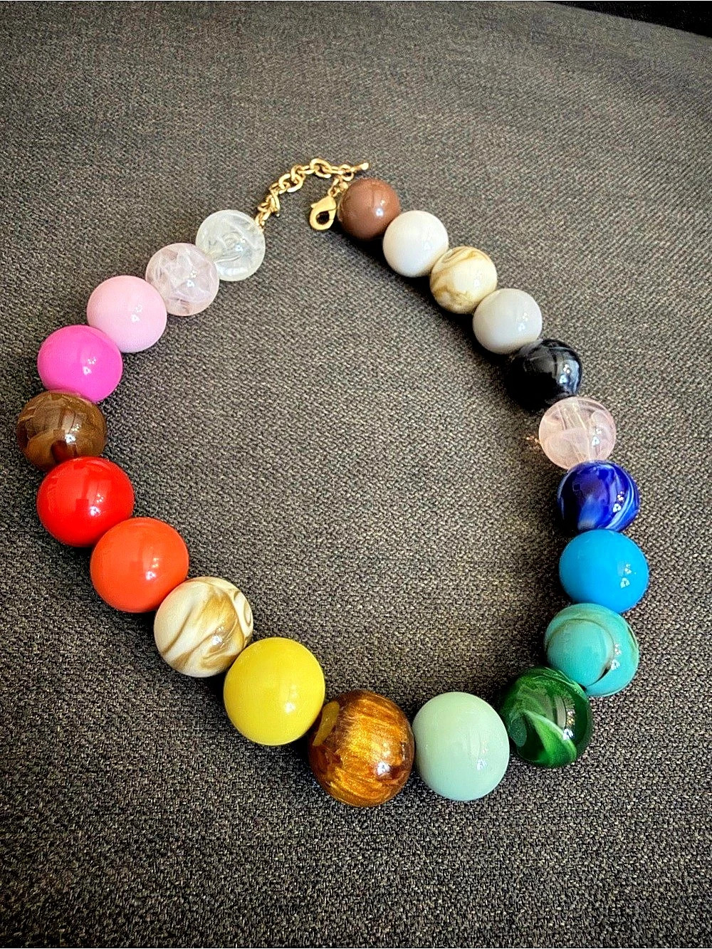 Anthropologie Multi-Color Resin Beaded Necklace Multicolor & Gold
